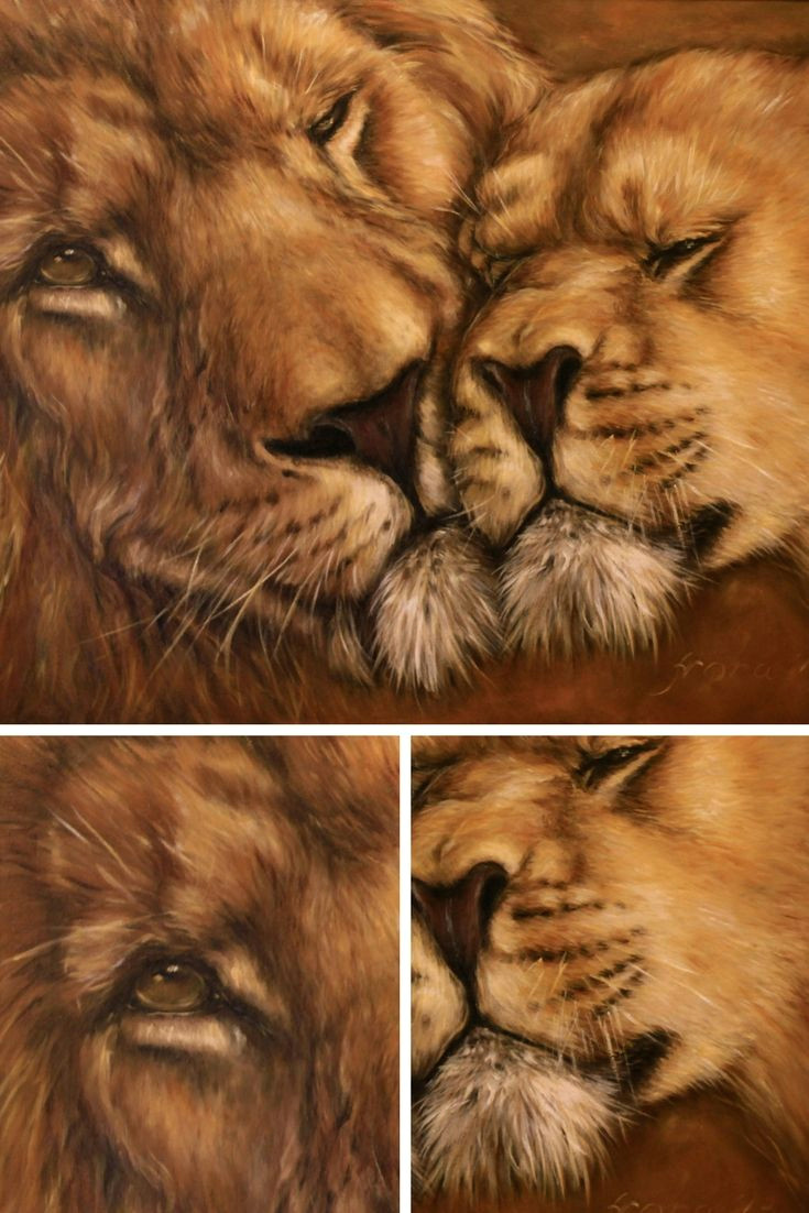lions tenderness oil painting on canvas of large size by eletart for sale animalart lions safariart originalpainting eletartoilpaintings