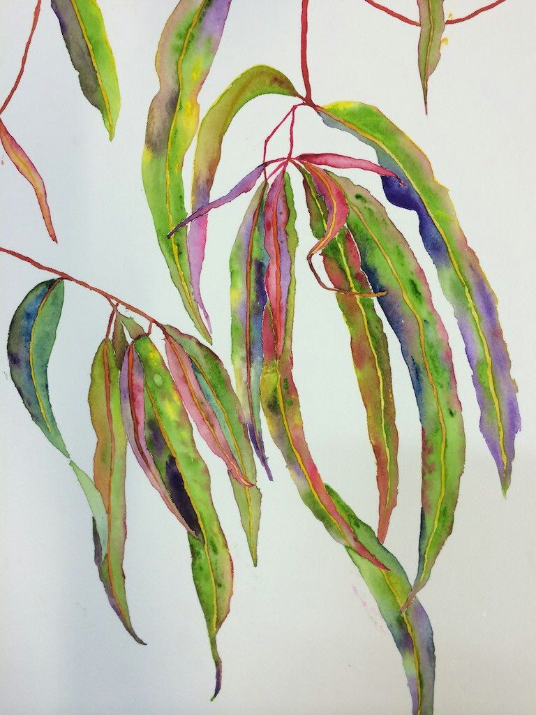 watercolour leaves painted at a workshop with pat hall at art 101 fortitude valley australian