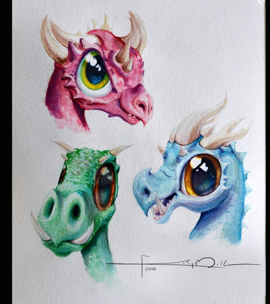 watercolor dragons