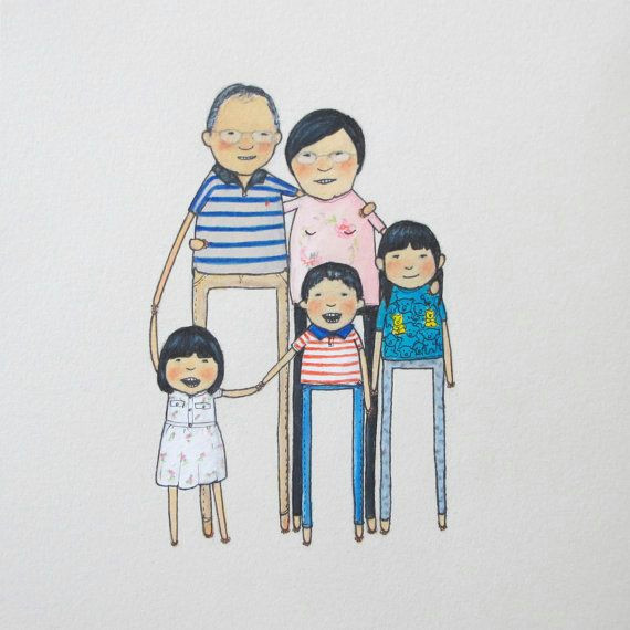 custom portrait 4 big people 1 toddler by peopleyoumaymeet