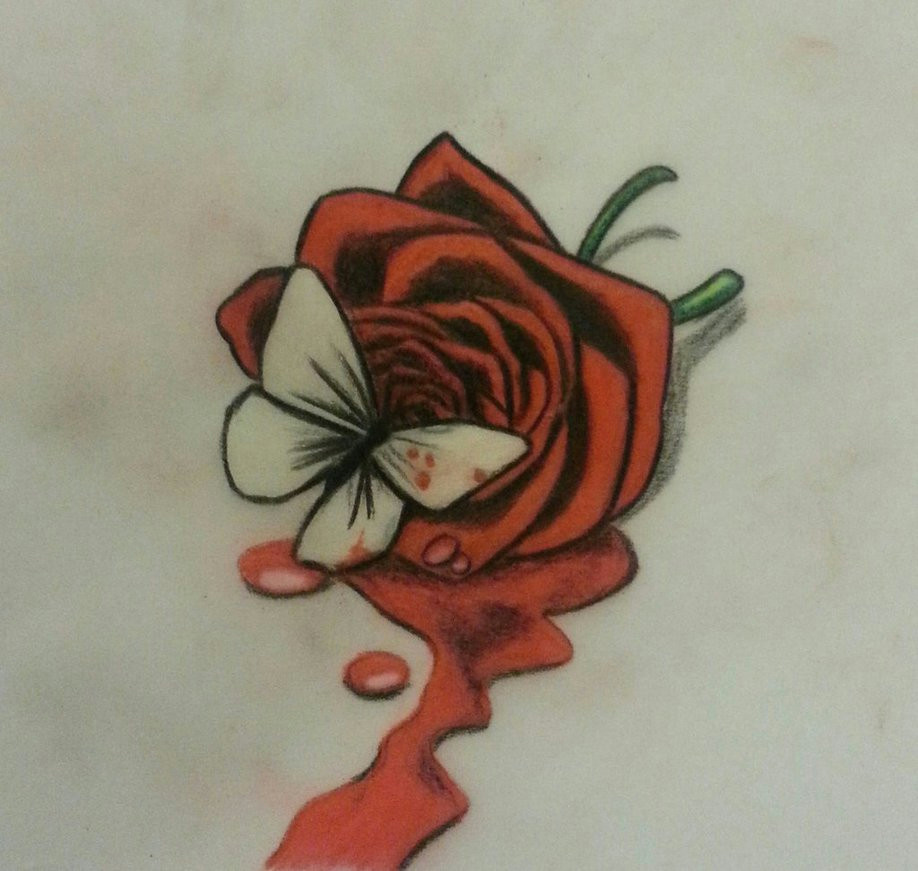 black rose drawing bleeding