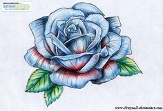 blue rose tattoo by
