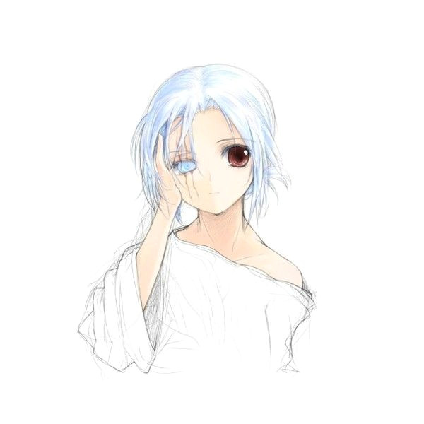 blue eyes blue hair brown eyes hara takehito heterochromia original a liked on polyvore featuring anime y backgrounds the anime hair sketch