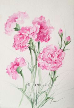 items similar to january birthday flowers pink carnations original watercolor paintings pink flower painting original flowers