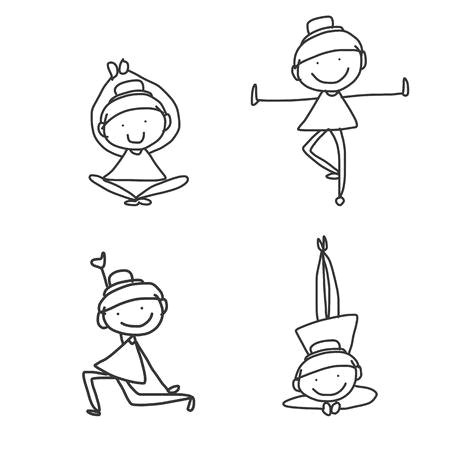 hand drawing cartoon happy people yoga stock vector 22348126