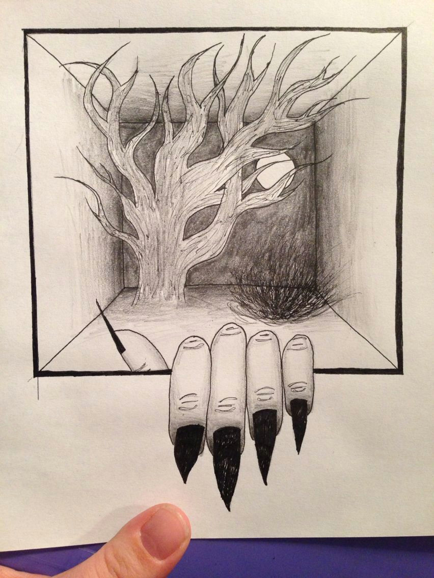 pencil and filttip pen drawing creepy