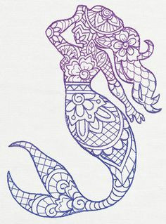 inspired by traditional indian henna this graceful mermaid takes shape with intricate ombre detail stitch onto t shirts accessories and more