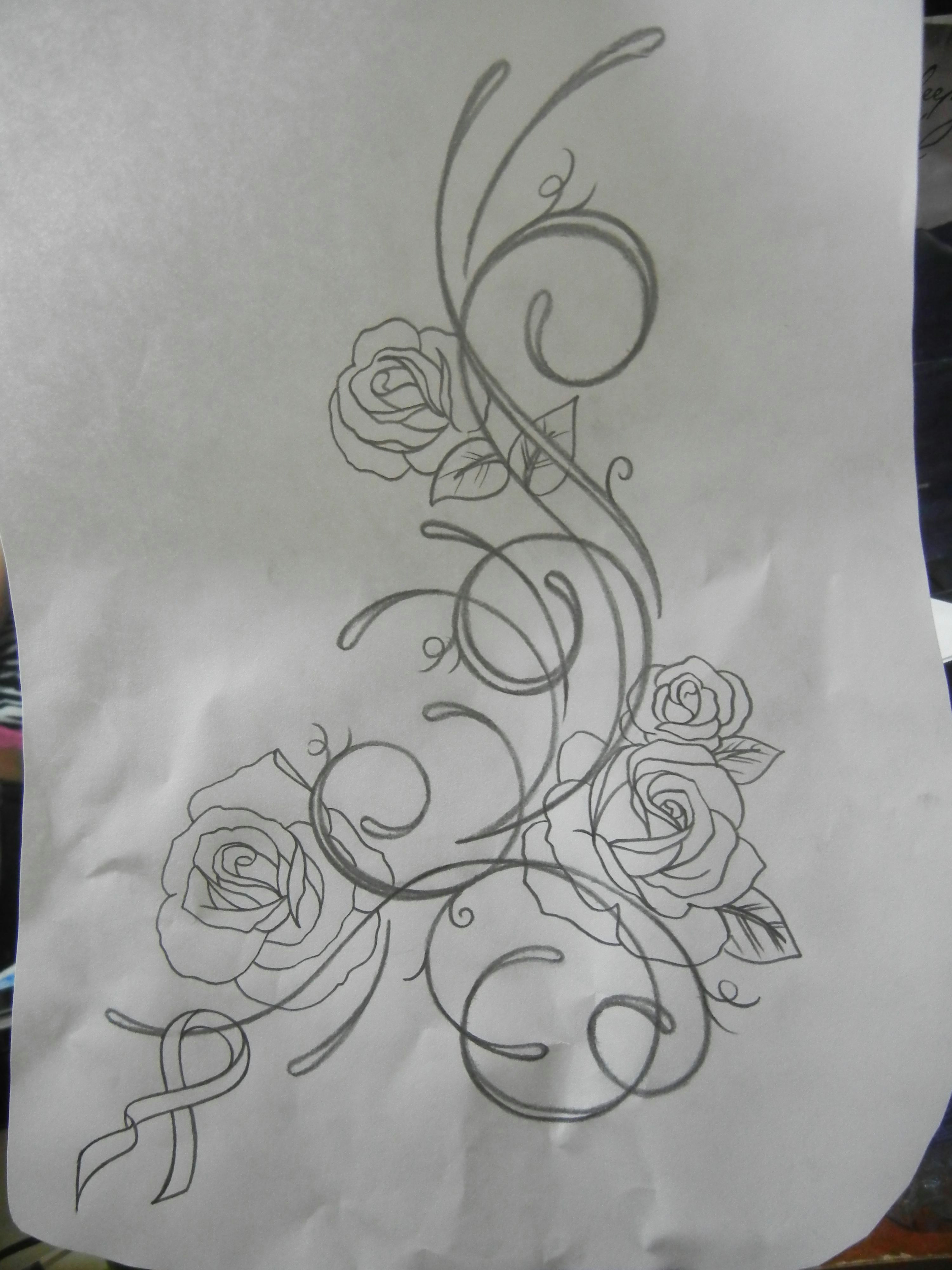 tattoo i m hopefully getting soon will be on my left hip n ribs and the roses will be more detailed ribbon will be teal the reason being is because when
