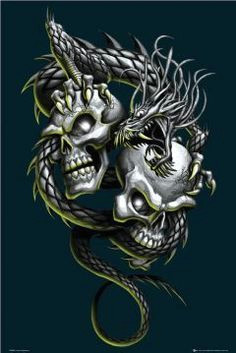 dual skulls and dragon