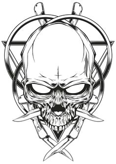 skull knife illustration