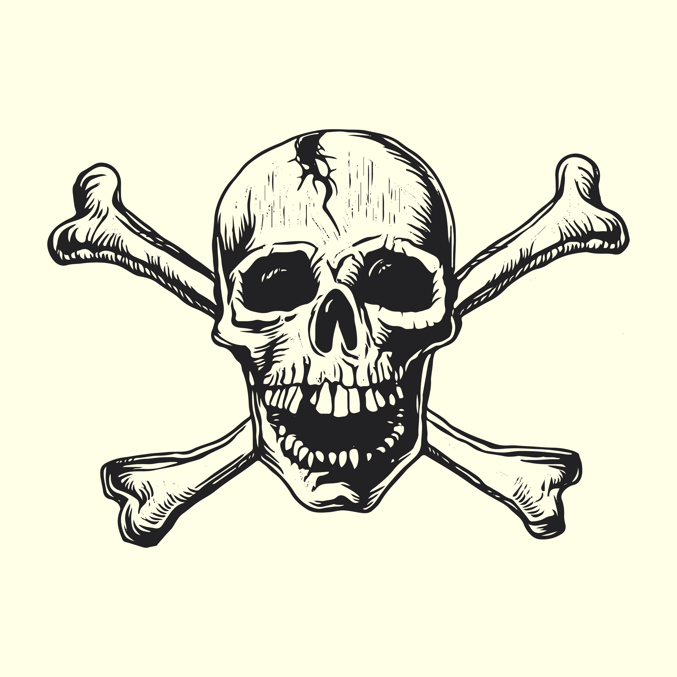 skull with bones linocut vector design download free vector art stock graphics