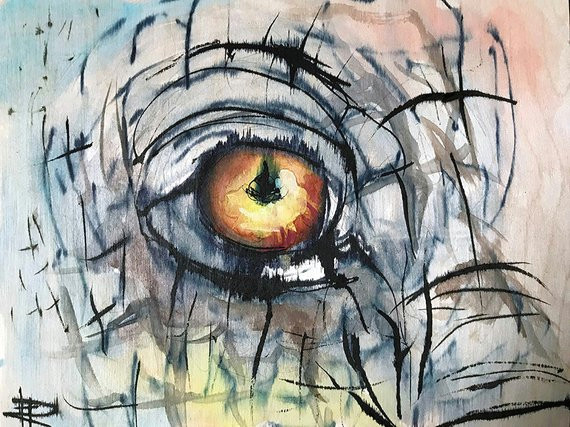 Drawings Of Elephant Eyes Elephant Eye original Painting Watercolor Wood Framed Ink