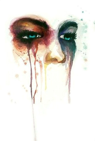 beautiful art of eyes crying in watercolor with sadness and pain