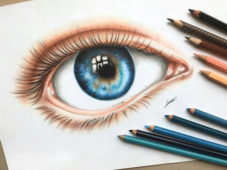 an eye colored pencil drawing by polaara