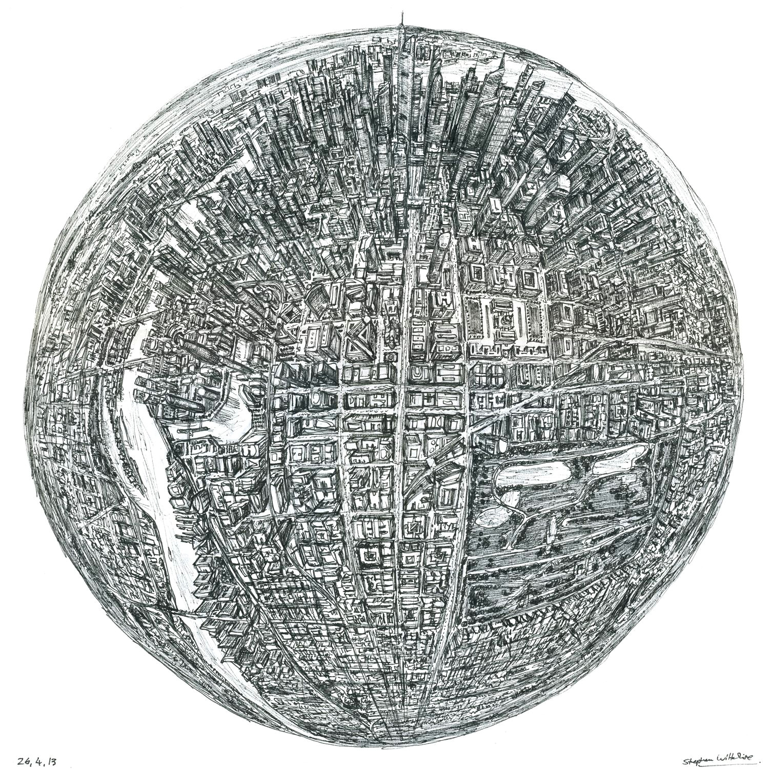 stephen wiltshire s new creation titled globe of imagination is based on a 360 degree birds eye view depicting a city which only exists in his mind