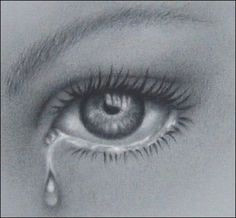 pencil drawings detailed eye with tear focus on the detail of the iris and