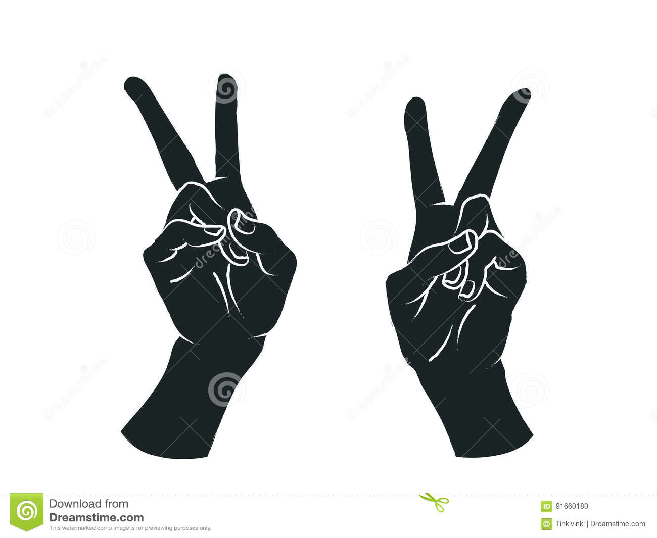 female hands in the form of v letter victory vector