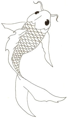 nice fish drawing could be adapted for stained glass koi fish free lineart