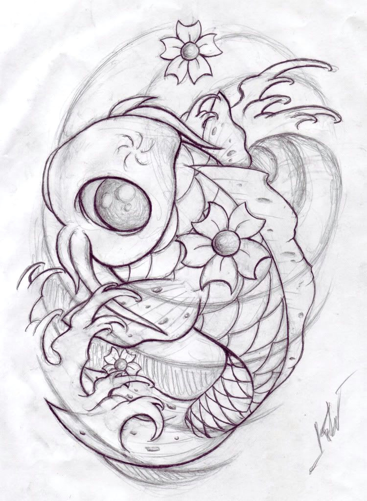 koi fish sketch