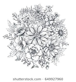 Drawings Of Flower Composition Floral Composition Bouquet with Hand Drawn Spring Flowers and