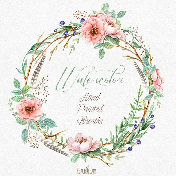 art drawing boho watercolour flower wreaths with floral elements and von reachdreams