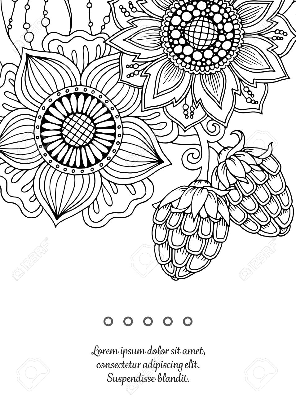 hand drawn artwork with abstract flowers background for web printed media