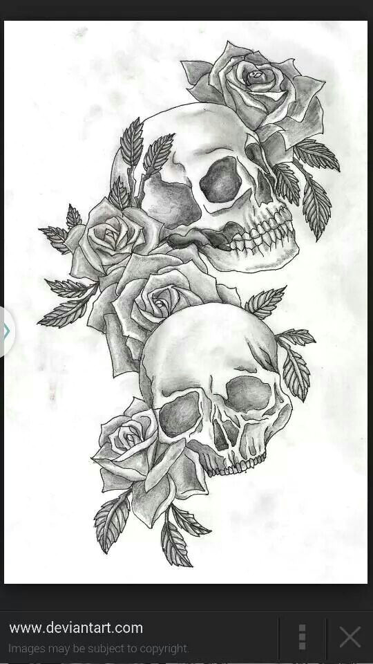 skulls roses tattoo