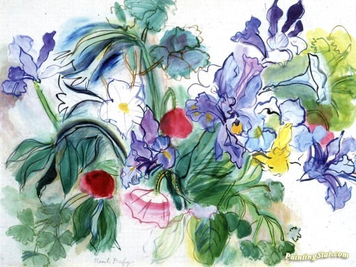 bouquet of iris and poppies artwork by raoul dufy hand painted and art prints on canvas for sale you can custom the size and frame