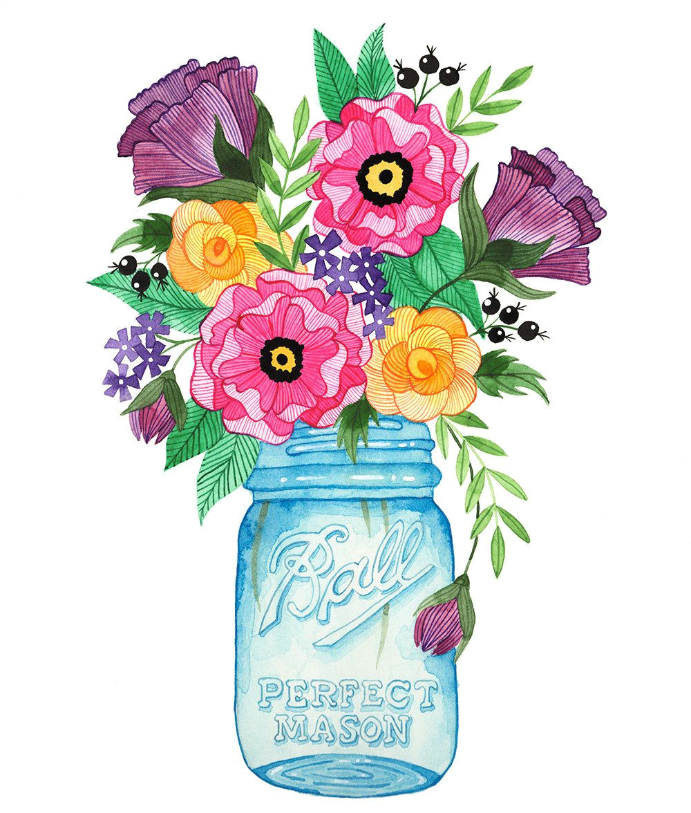 blog fercute ball jars watercolor flowers watercolor paintings floral paintings watercolors