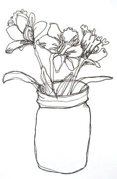 continuous line drawing experimenting with creating drawings without taking pen off paper flower line