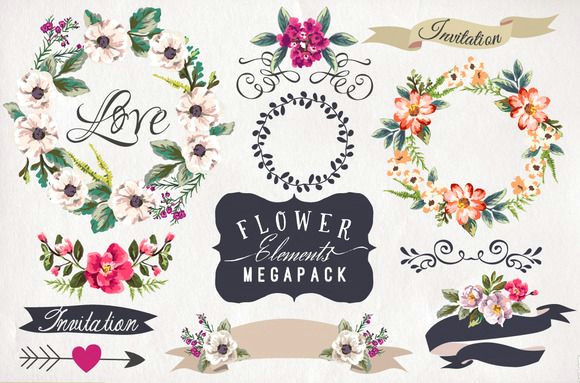 hand drawn flower megapack bonus by graphic box on creative market