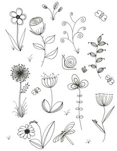 doodle flower line drawing tattoo