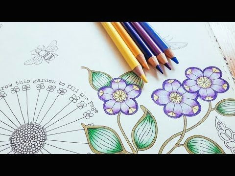 coloring tutorial secret garden pt 1 flower with polychromos youtube