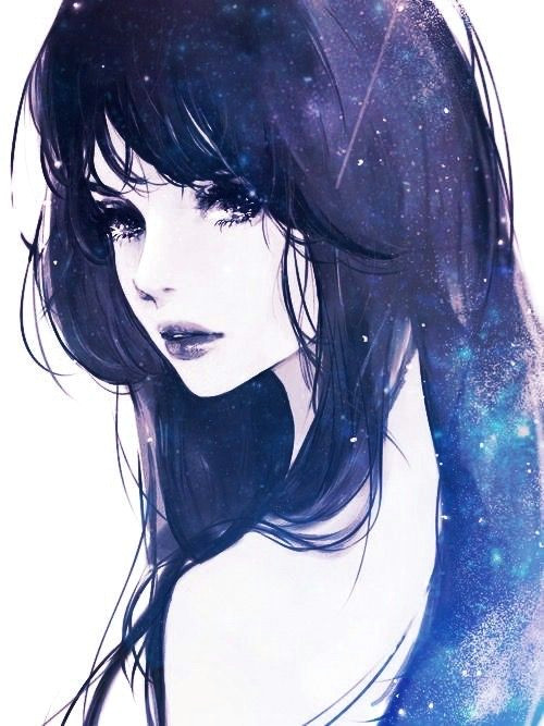 imagen de girl anime and art galaxy anime galaxy eyes galaxy hair