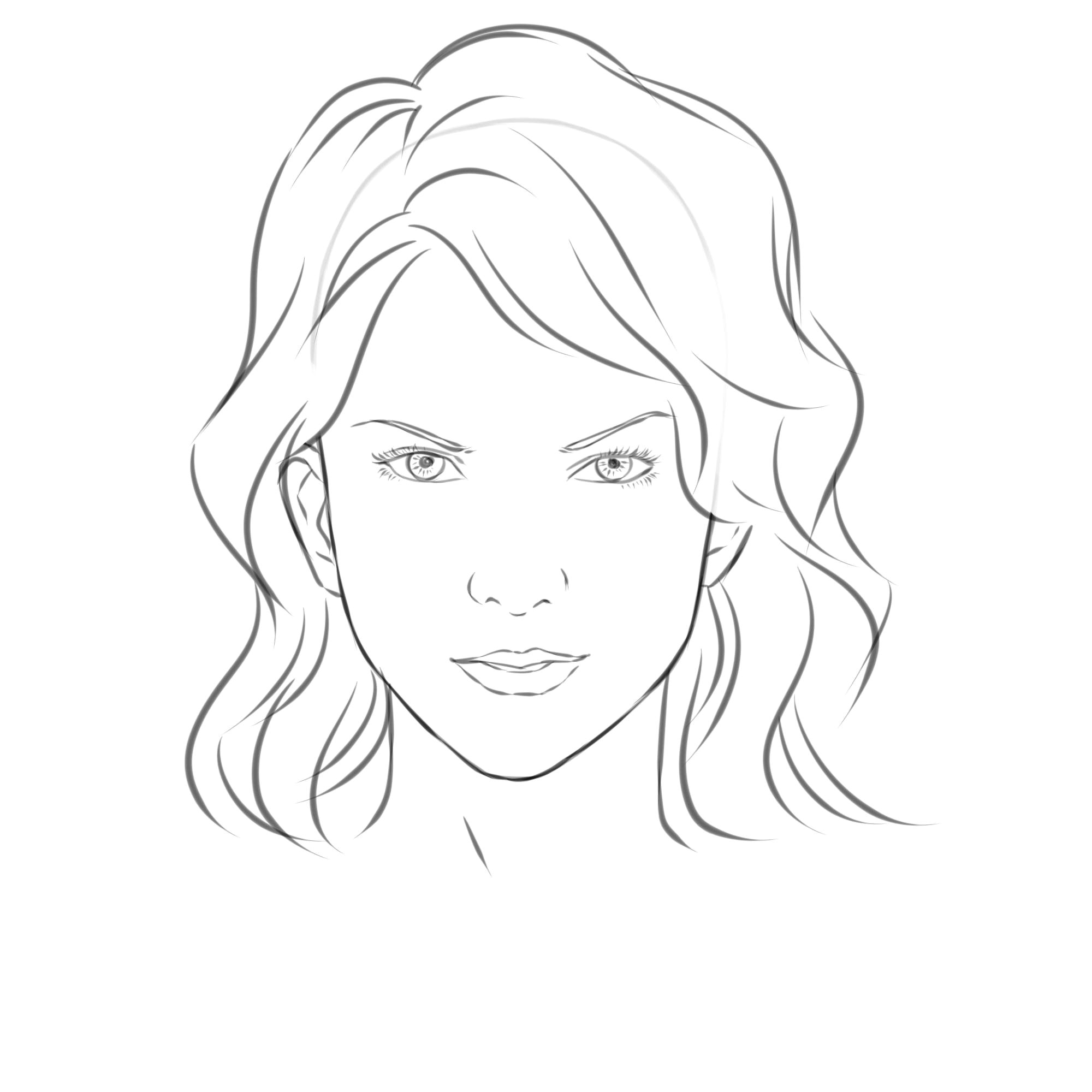 easy drawing girl face kids drawing coloring page