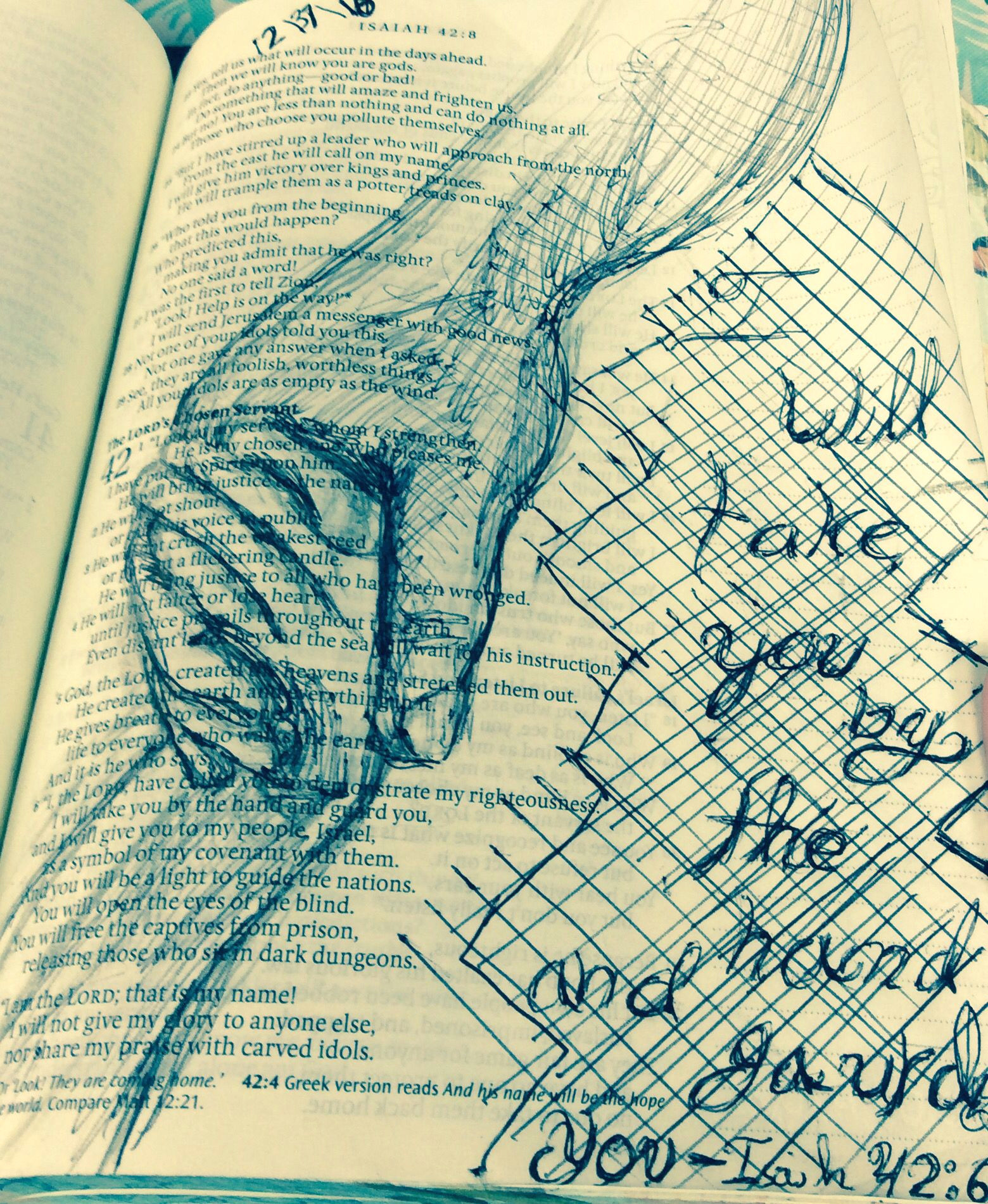 bible journaling sketch god is always holding your hand by amy nicholas