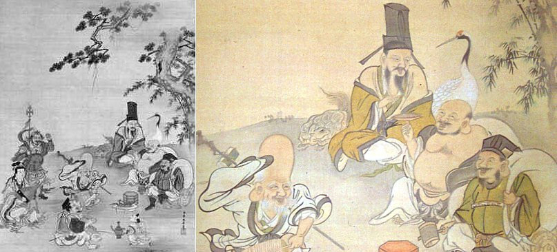 seven gods of good fortune by kano yasunobu 17th century