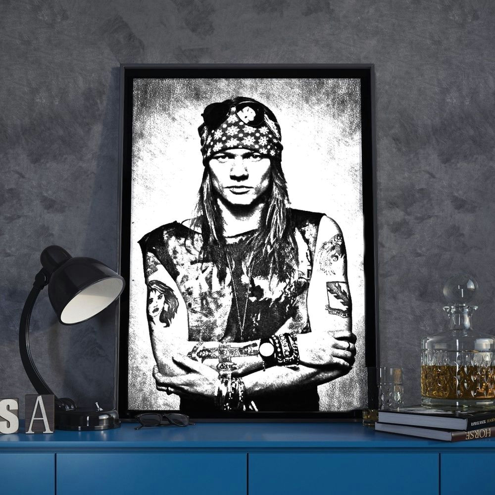 axl rose guns n roses sketch art portrait print a4 poster rare collectables