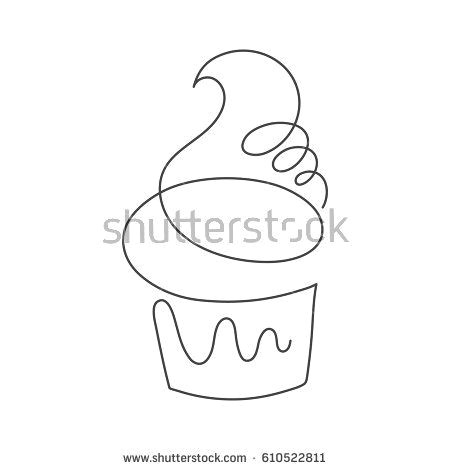 one line drawing hand drawn element for cafe bakery logo inviting card banner sale poster flyer web design