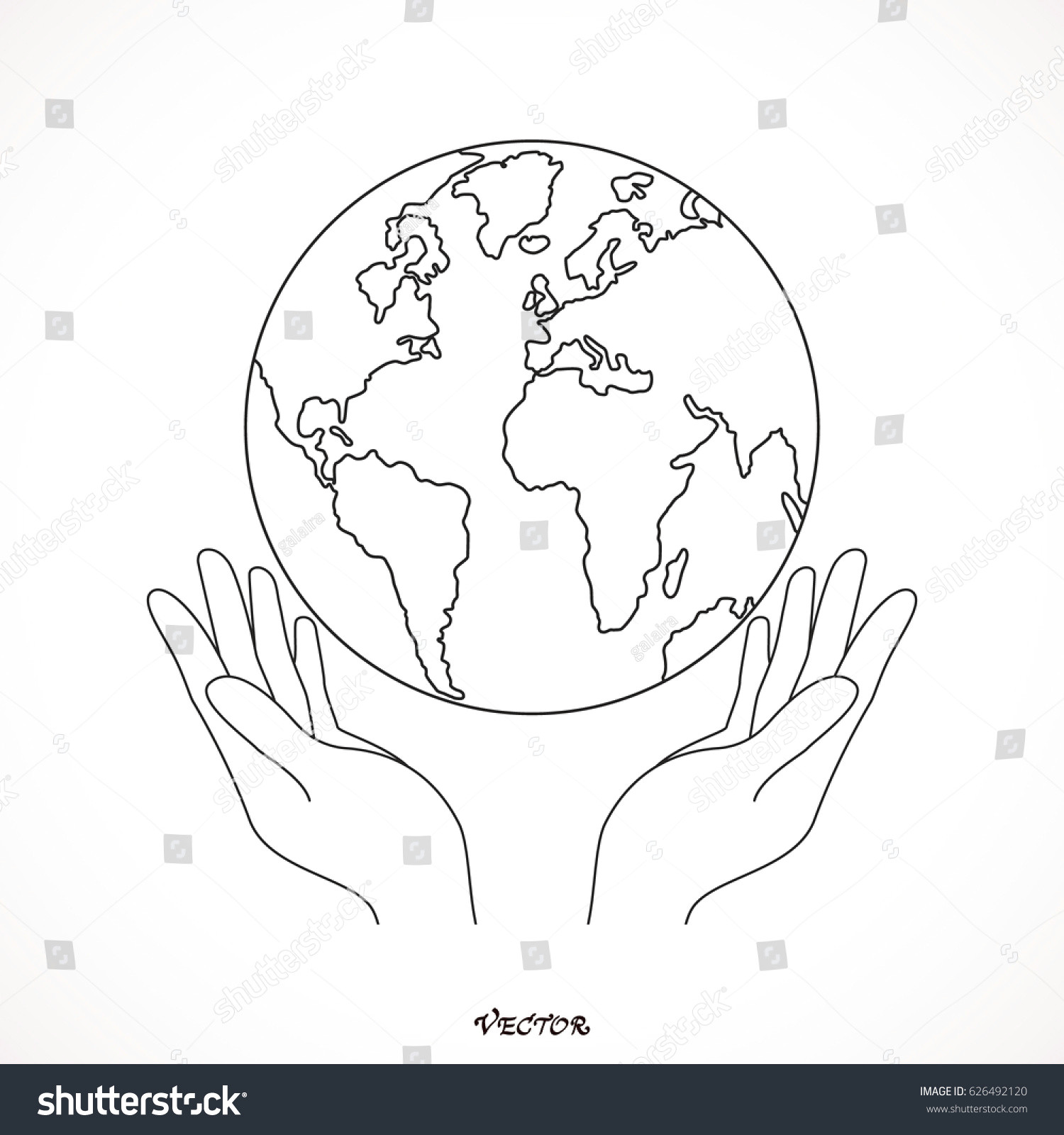 hands holding globe earth web black icon save earth concept vector illustration