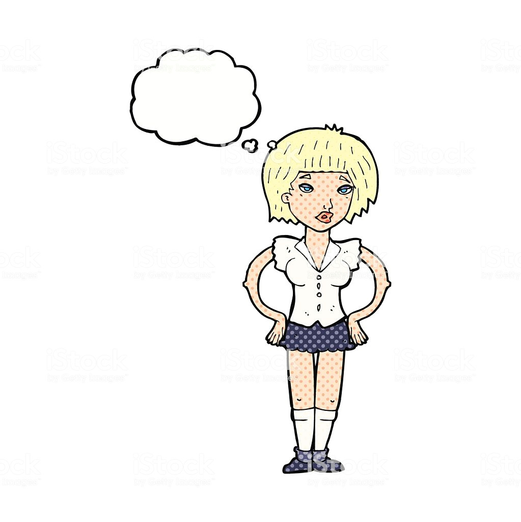 cartoon woman with hands on hips with thought bubble royalty free cartoon woman with hands