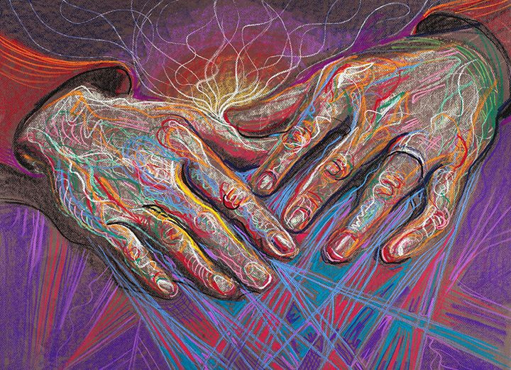 warmth 2010 from healing hands series drawing by fred hatthandsfeel the weave of the world separate the strands both the straight and the curled