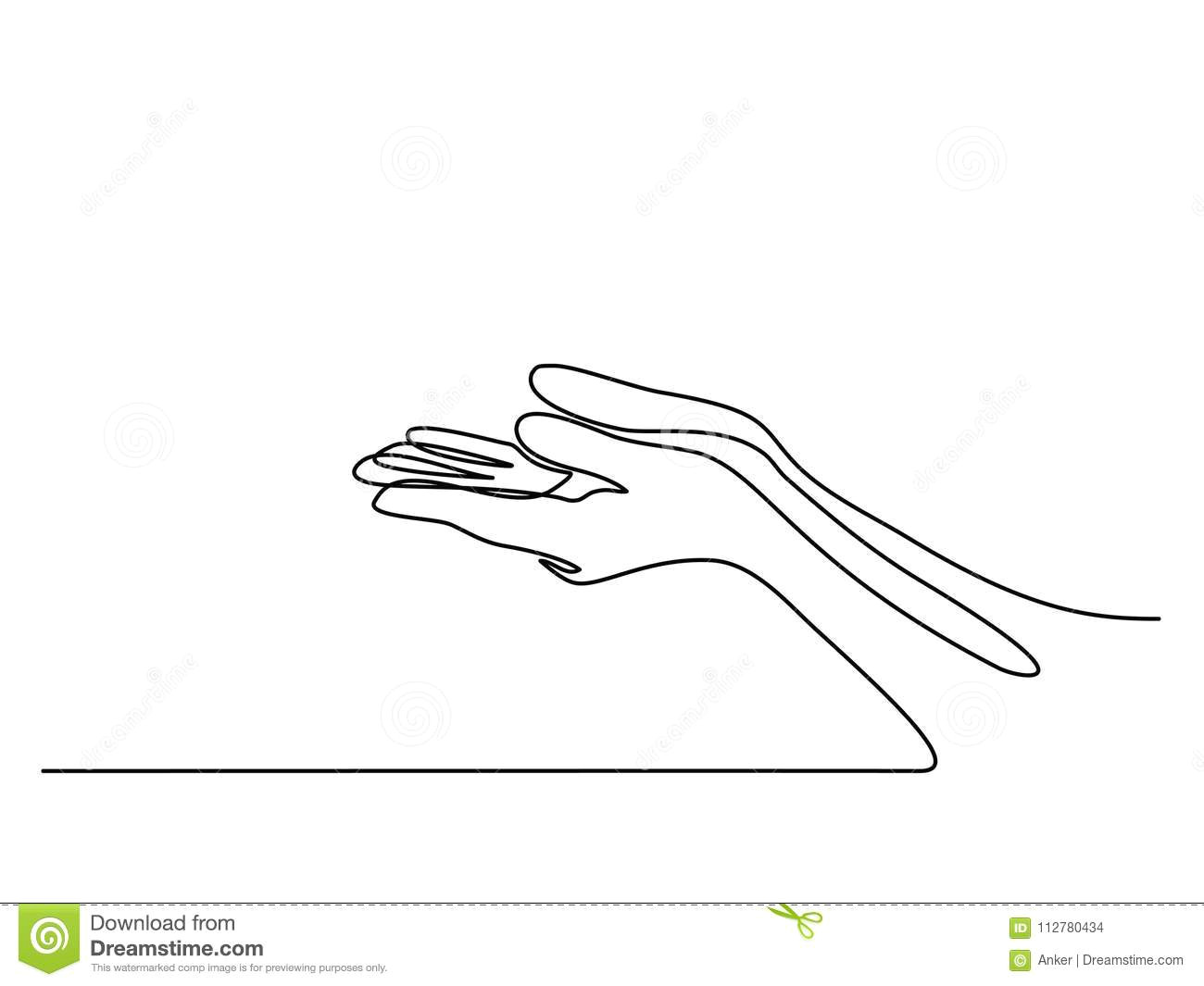 continuous line drawing hands palms together vector illustration