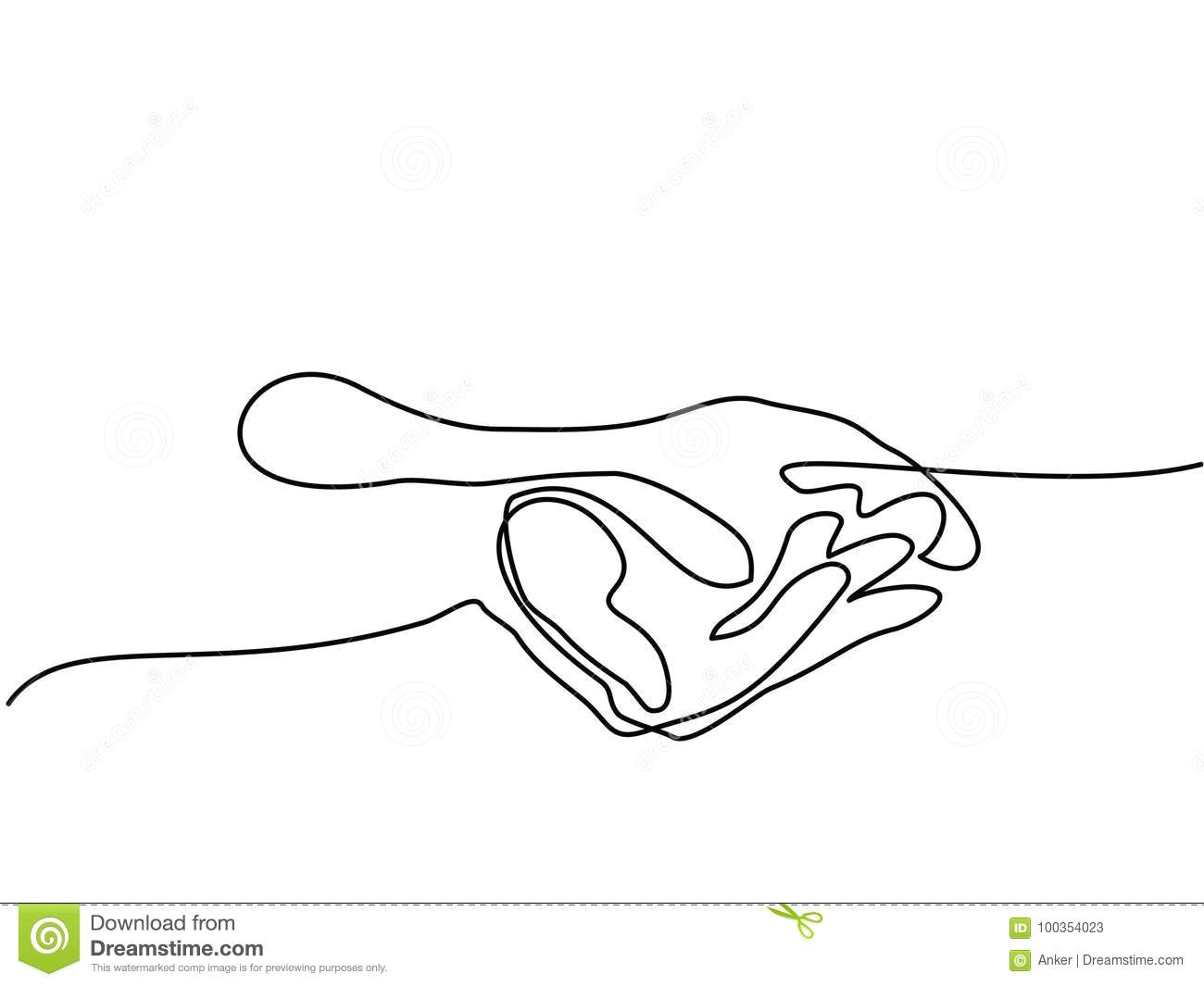 continuous line drawing hands palms together vector illustration
