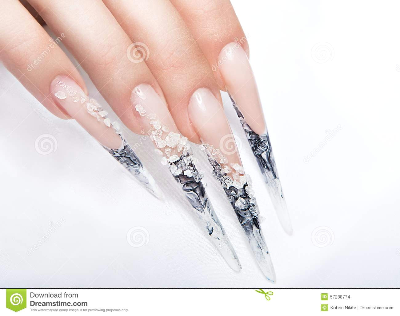 human fingers with long fingernail and beautiful