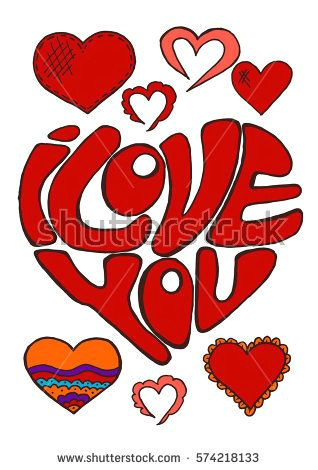 sketch stickers pins doodle elements heart hand drawing love feelings st valentine s day lettering i love you bubushonok art bubushonokart