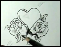 how to draw love hearts and rose flowers bunch video