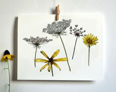 items similar to meadow flowers drawing card on etsy