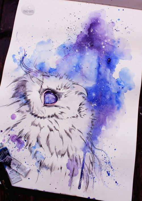 athena owl drawing with water colors google search
