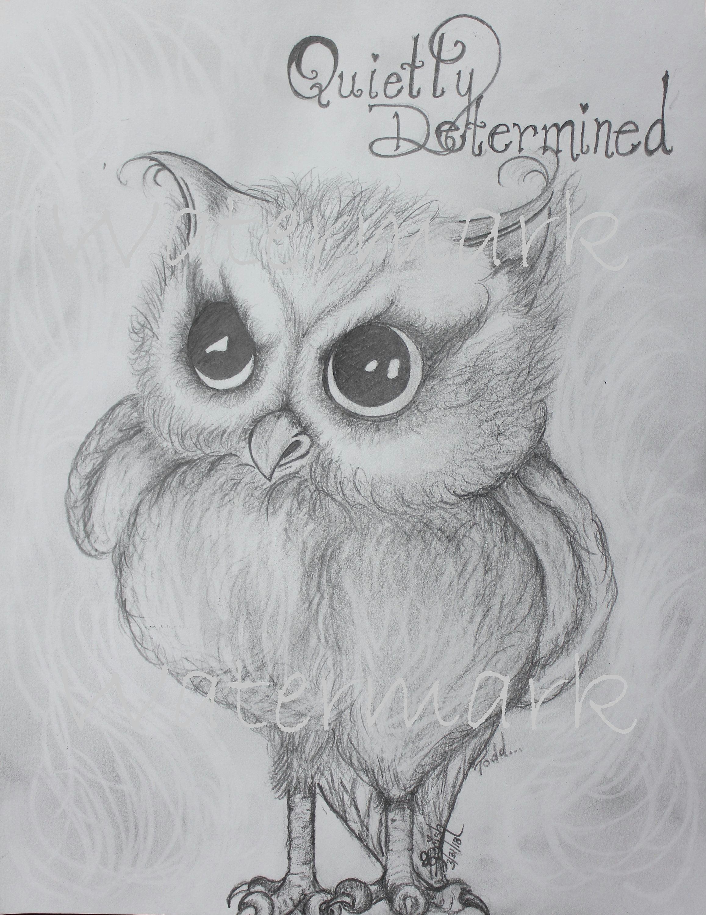 cute quietly determined owl cute owl print determined owl sketch quietly determined adorable little owl inspirational owl owl gift